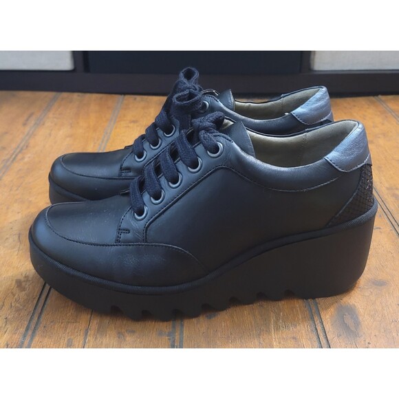 FLY London Black/Graphite Velvet Wedge Loafer-Size EU 40-P501347000 - Picture 3 of 7